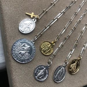 Argento Vivo Virgin Mary Cross Necklace Silver